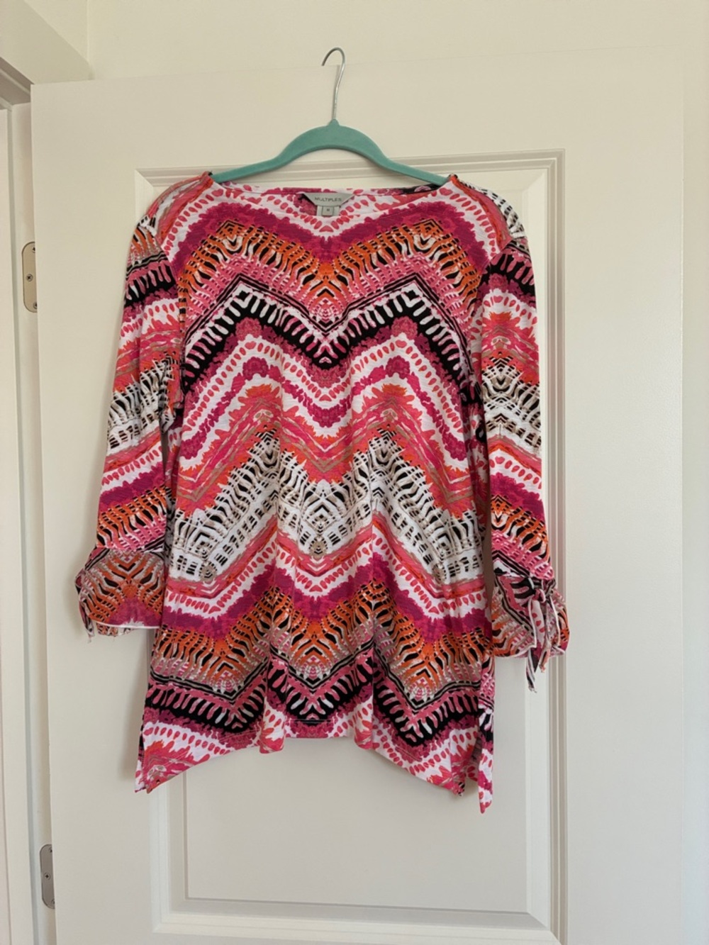 Multiples Pink Chevron Tie-Sleeve Tunic
